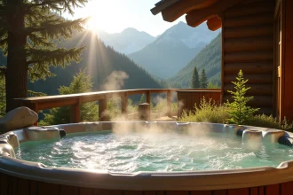 Sommets enneigés au lever du soleil à l'Alpe d'Huez