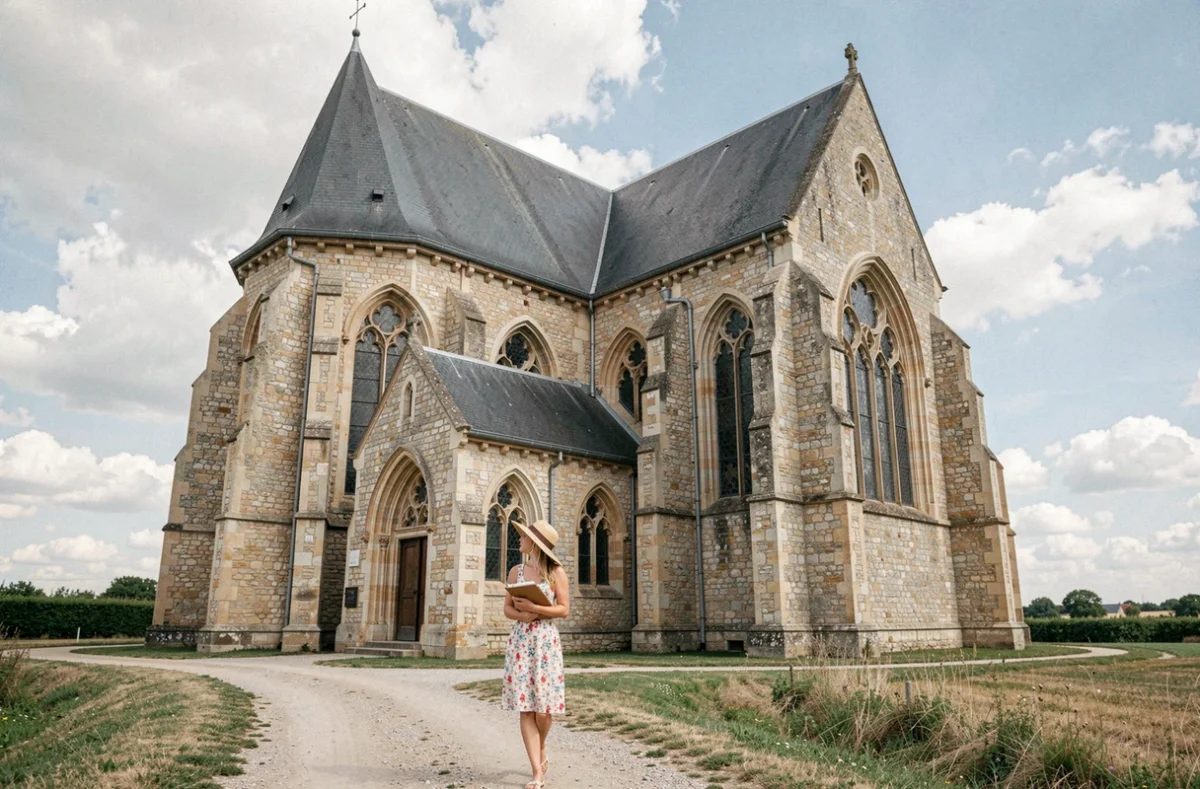 L'église Notre-Dame d'Auvers-sur-Oise peinte par Van Gogh vue depuis le chemin historique