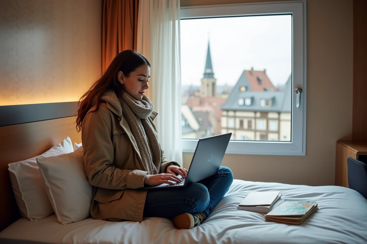 Étudiante dans sa chambre à l