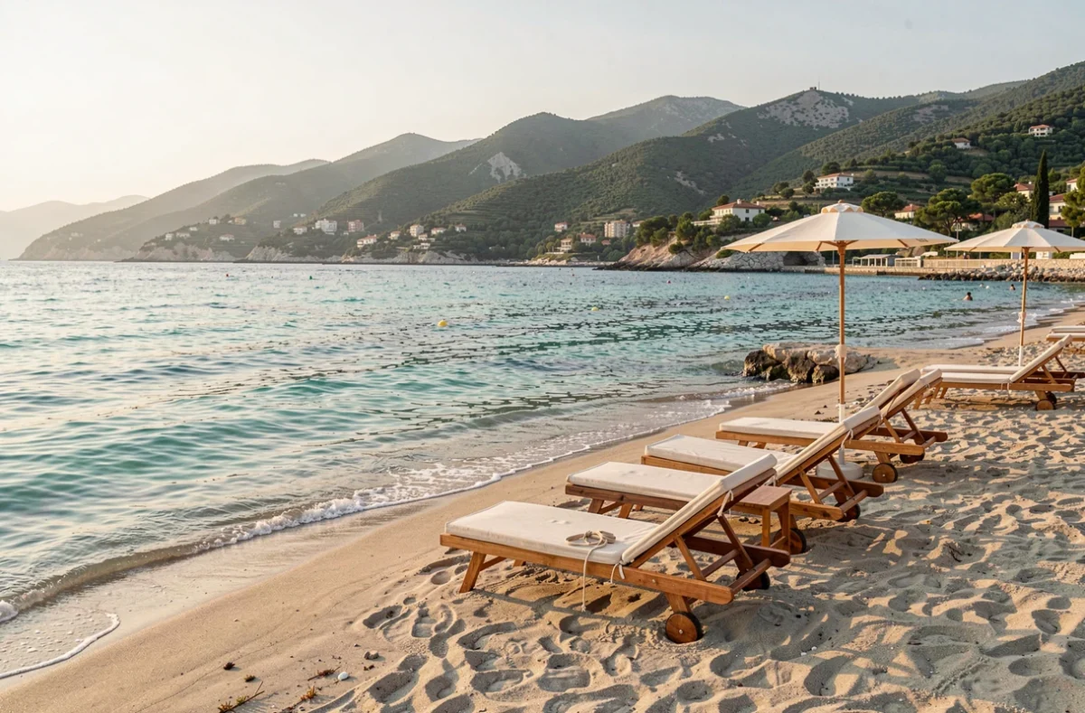 Plage tranquille de la côte monténégrine au printemps