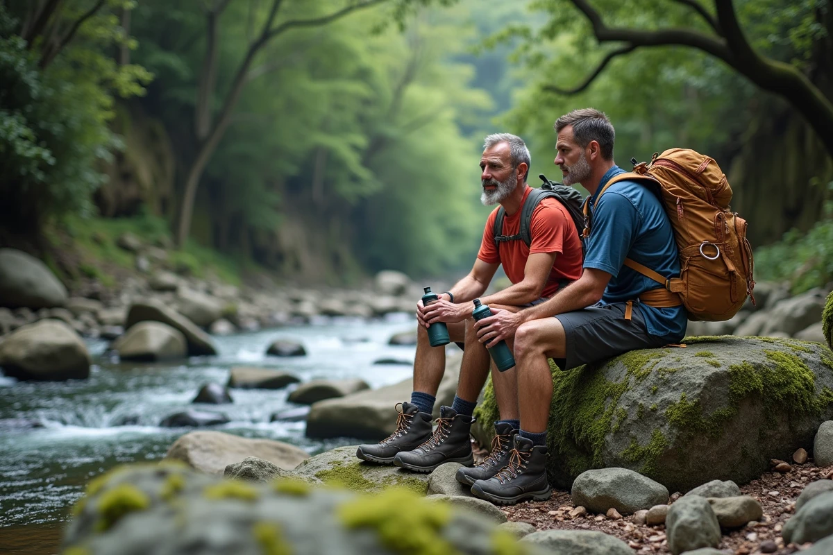Deux randonneurs se reposant dans la gorge de Gorropu